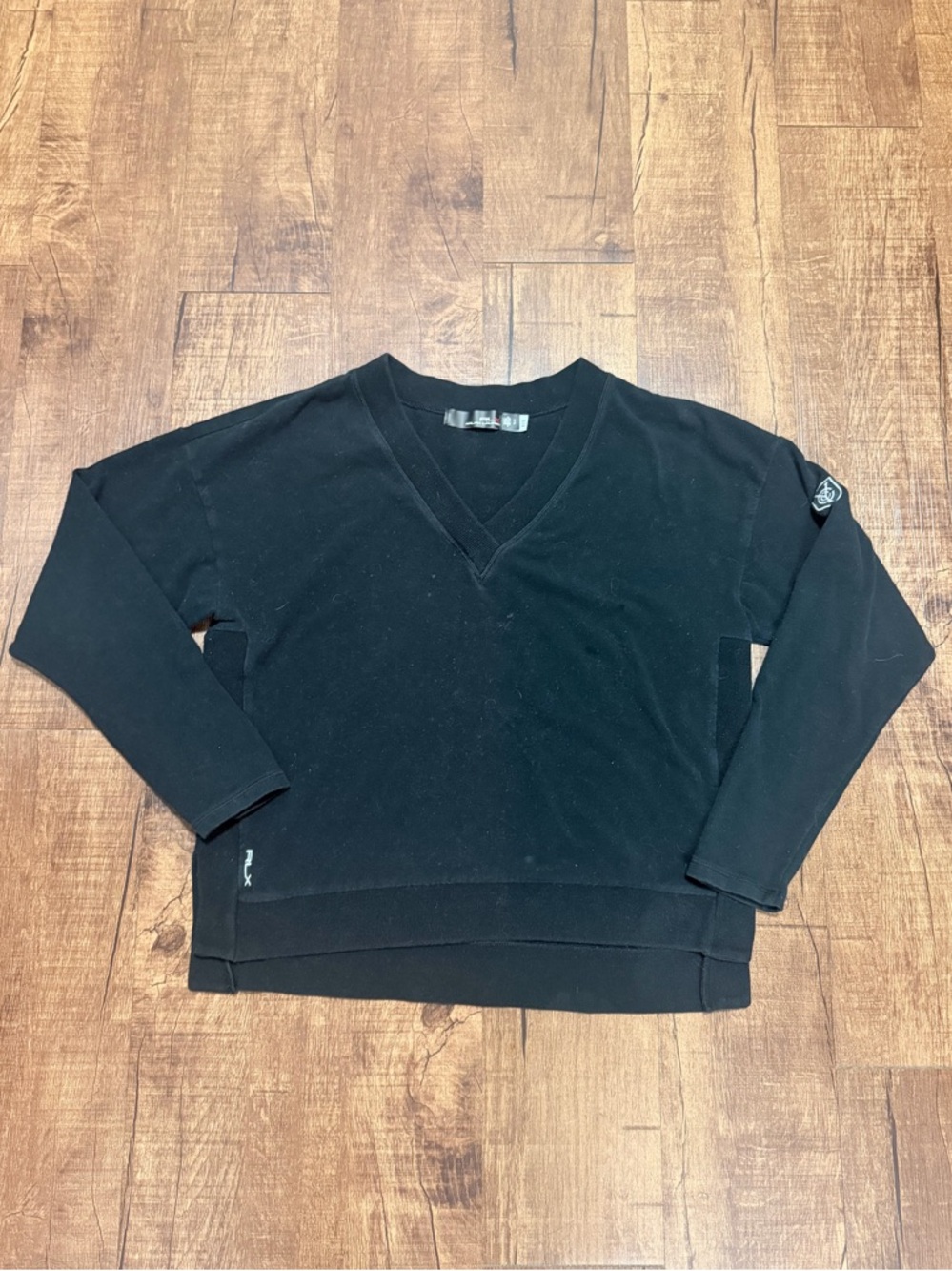 RLX Ralph Lauren Black V-Neck Pullover • Performance Sweatshirt • Small